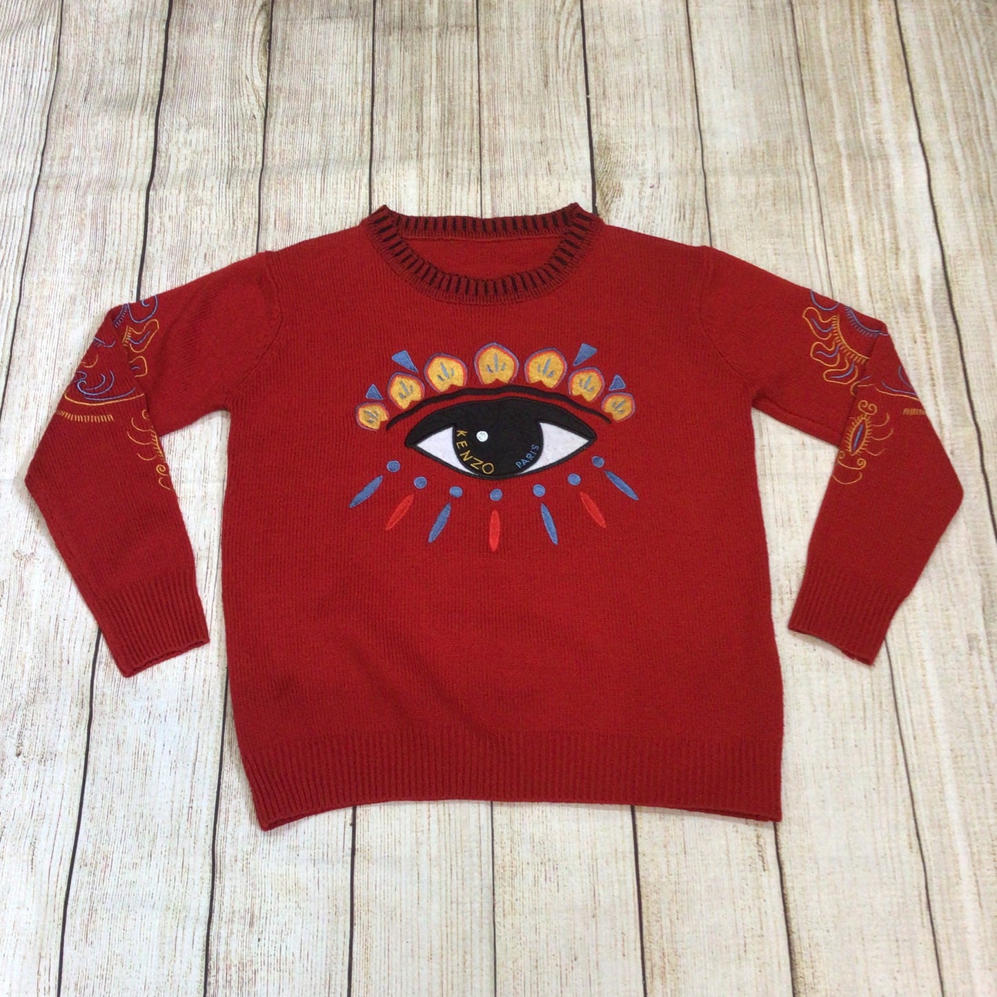 Kenzo Red Embroidered Big Eye Jumper Size XS