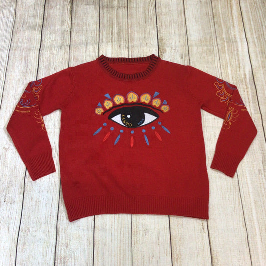 Kenzo Red Embroidered Big Eye Jumper Size XS