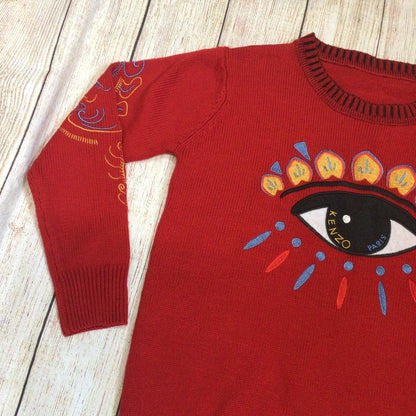 Kenzo Red Embroidered Big Eye Jumper Size XS