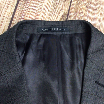 Paul Costelloe Slate Grey 100% Wool 3 Piece Suit Jacket Size 46, Trousers Size 40 (on label)