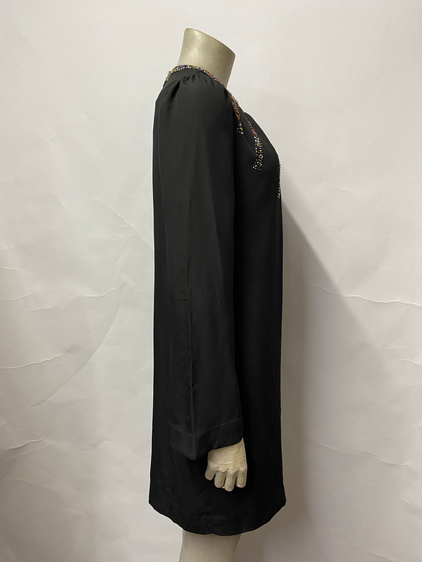 Tegan Black Rainbow Sequin Long Sleeve Tunic Dress 10 BNWT