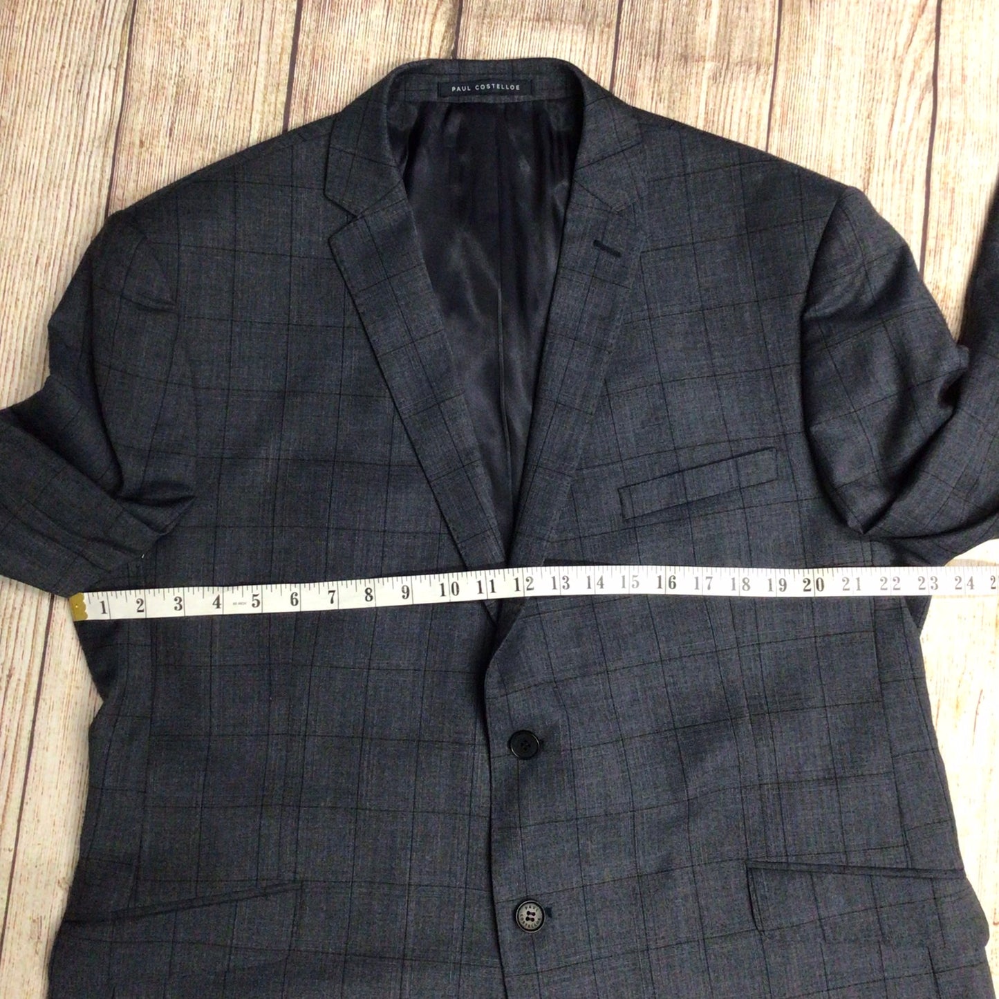 Paul Costelloe Slate Grey 100% Wool 3 Piece Suit Jacket Size 46, Trousers Size 40 (on label)