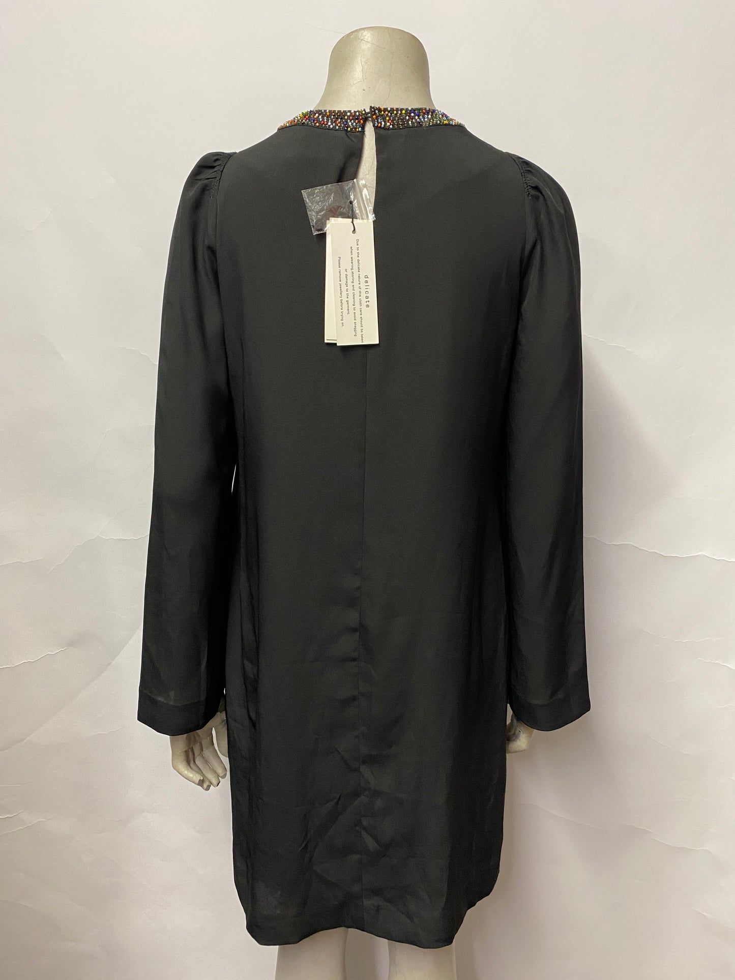 Tegan Black Rainbow Sequin Long Sleeve Tunic Dress 10 BNWT