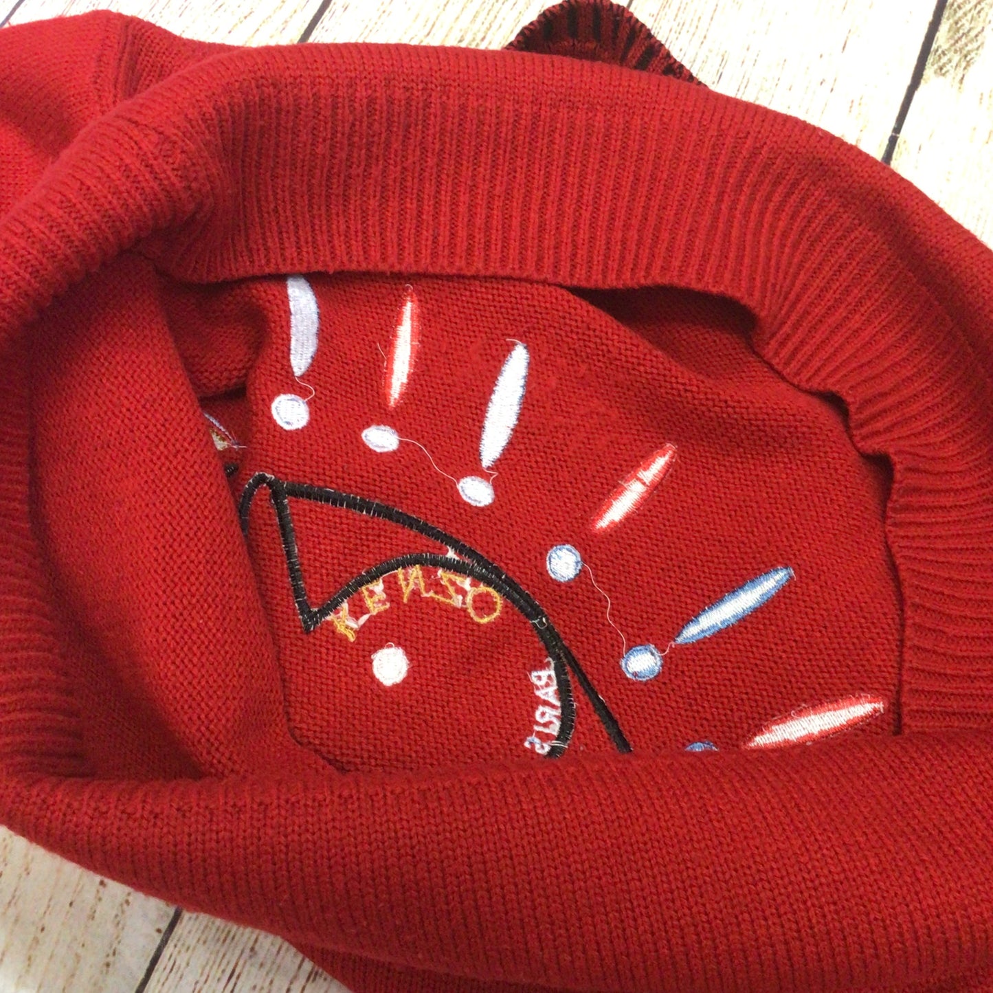 Kenzo Red Embroidered Big Eye Jumper Size XS