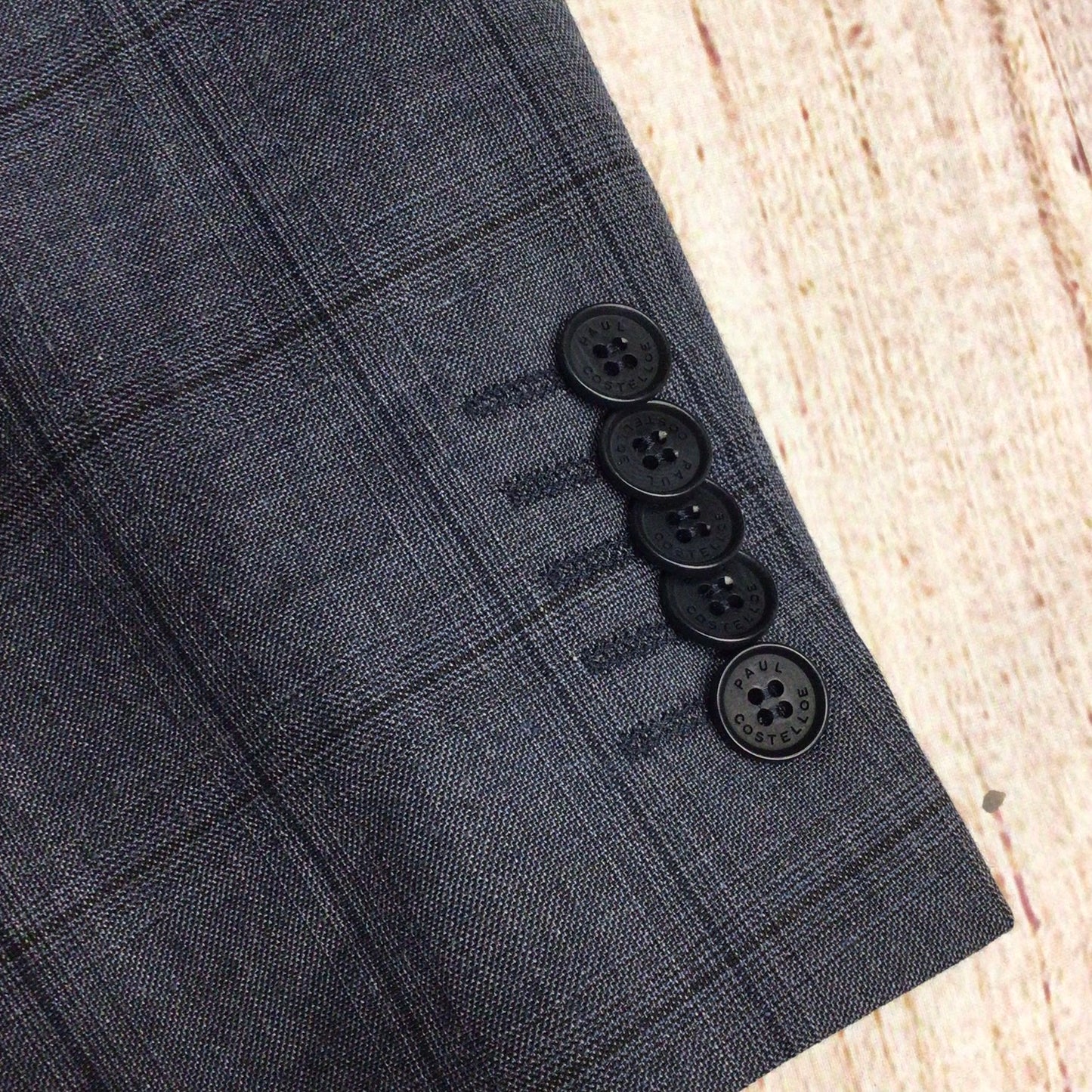 Paul Costelloe Slate Grey 100% Wool 3 Piece Suit Jacket Size 46, Trousers Size 40 (on label)