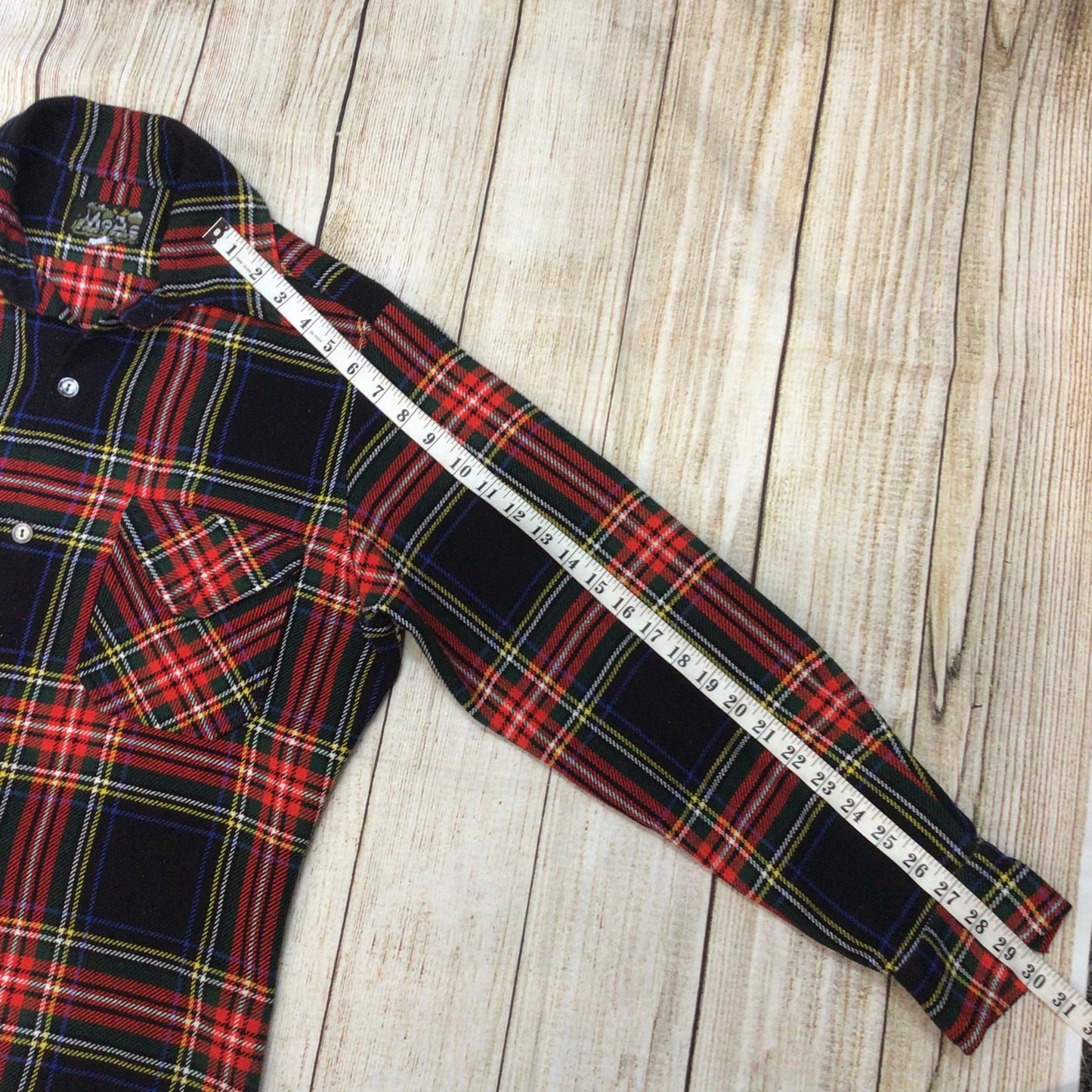 Vintage Moac Red Tartan Plaid Shirt Size L (42cm, 16.5 inches)