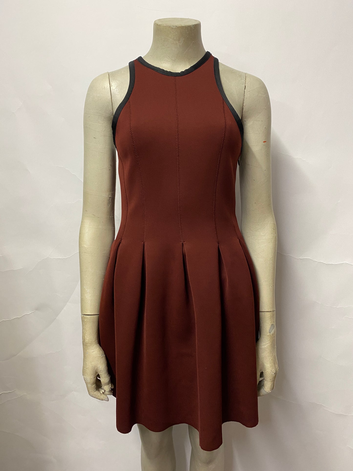 T by Alexander Wang Burgundy Racer Back Scuba Skater Dress Small