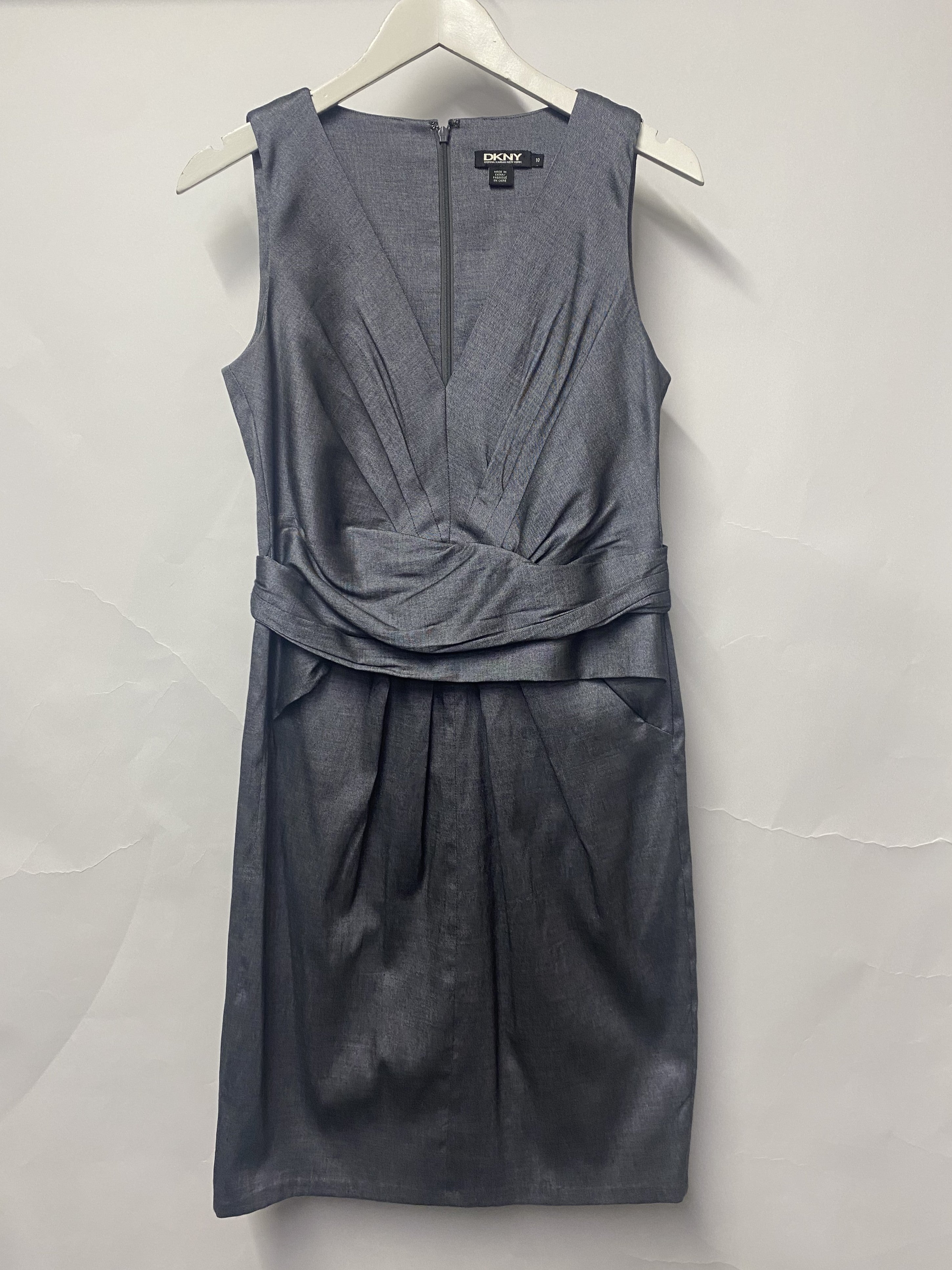 DKNY Grey Blue Denim Look Smart Mid Length Dress 14 10 Shop for Shelter