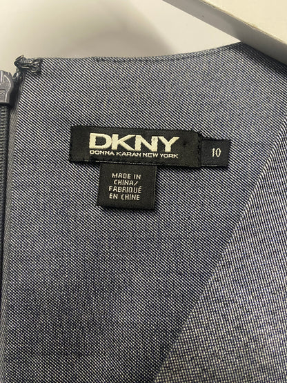 DKNY Grey Blue Denim Look Smart Mid Length Dress 14/10