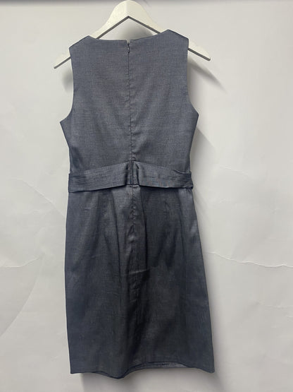 DKNY Grey Blue Denim Look Smart Mid Length Dress 14/10