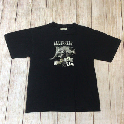Purely Australian Clothing Black 100% Cotton Kangaroo TShirt Top Size S