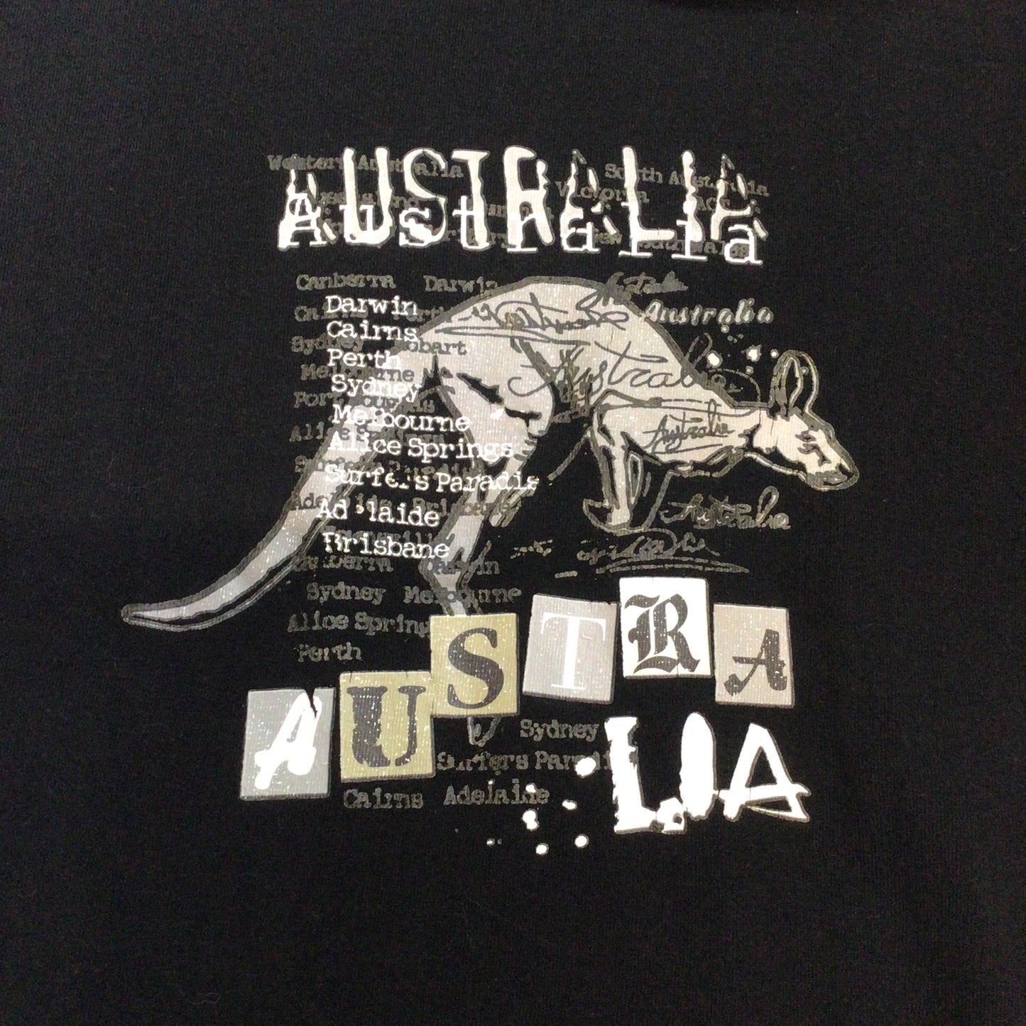 Purely Australian Clothing Black 100% Cotton Kangaroo TShirt Top Size S