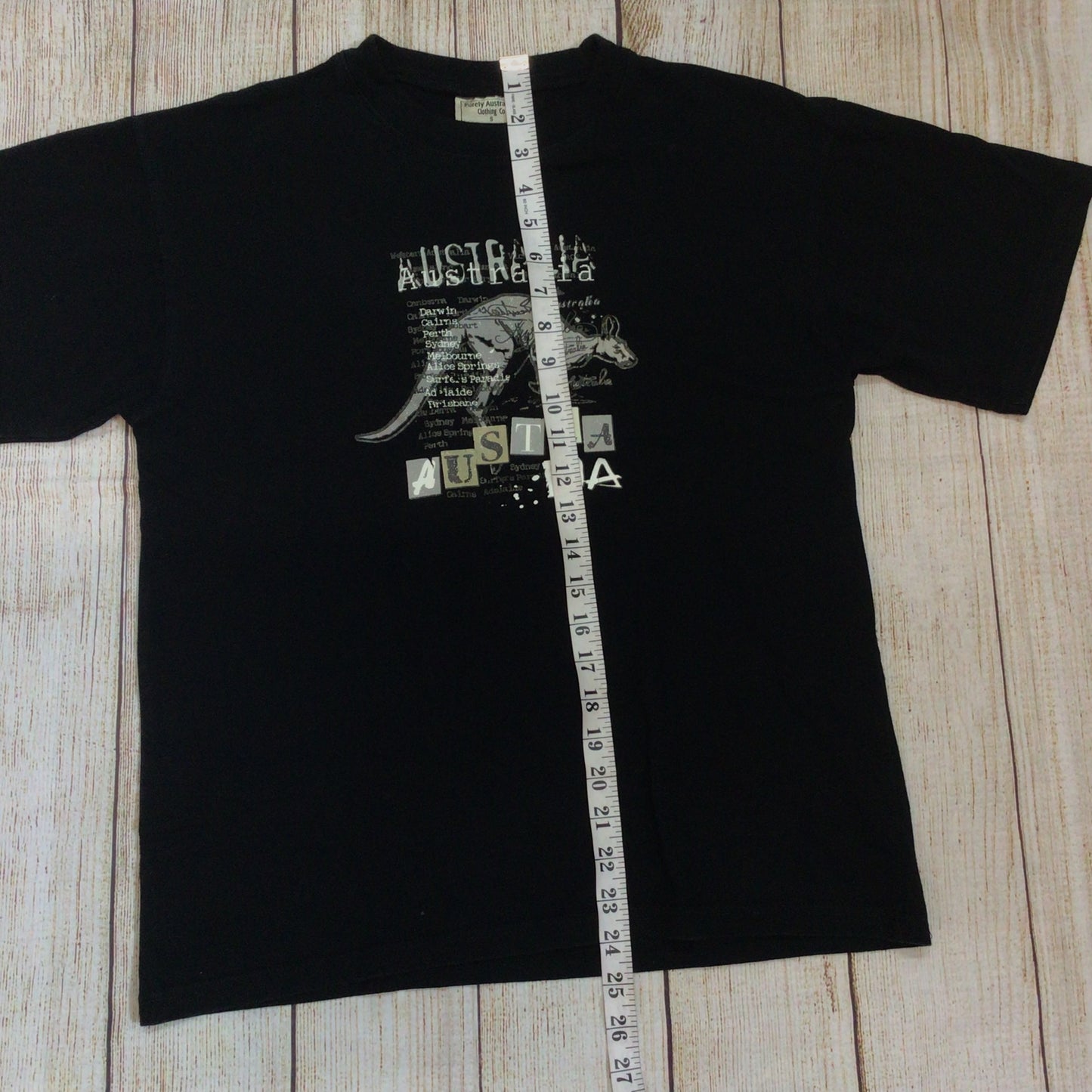 Purely Australian Clothing Black 100% Cotton Kangaroo TShirt Top Size S