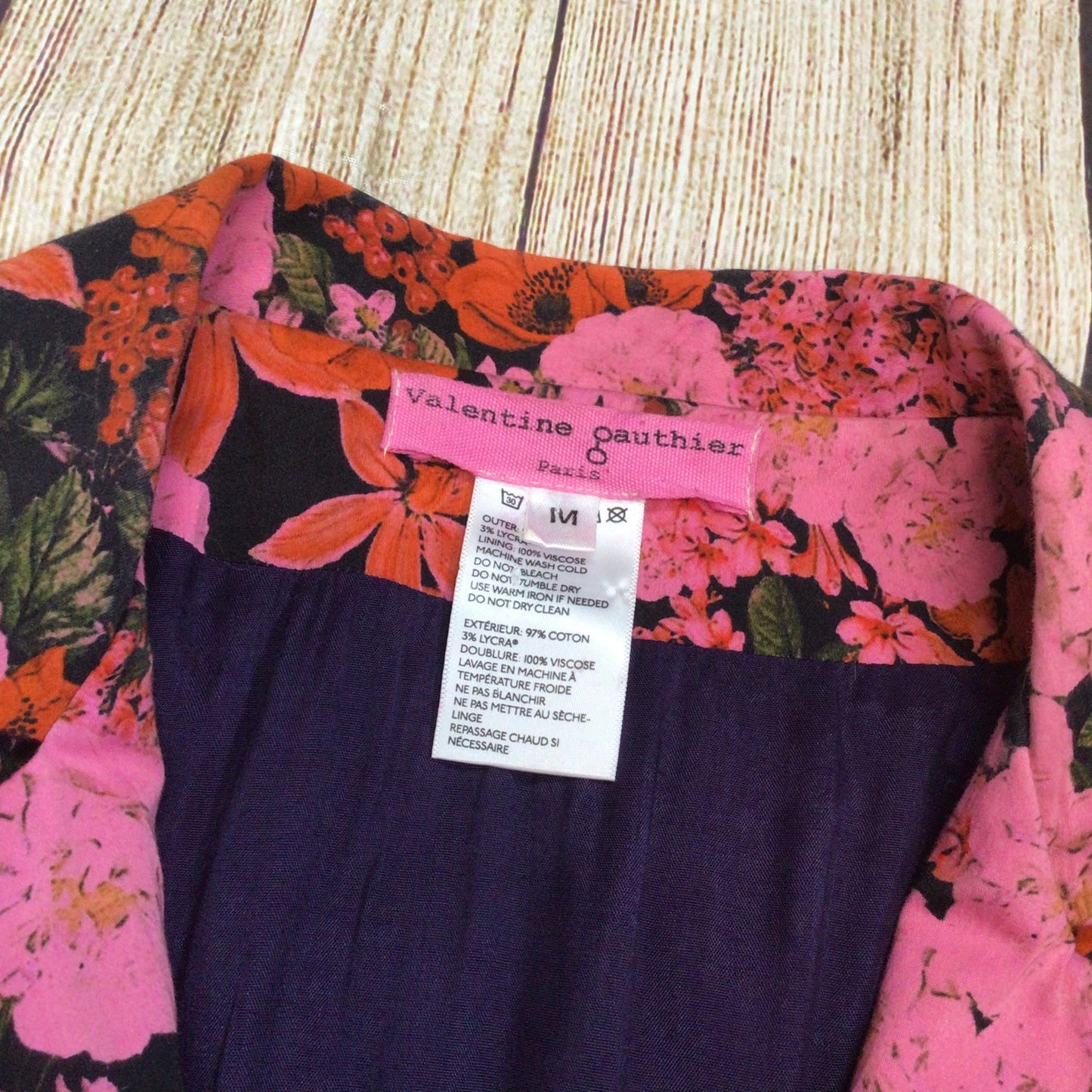 Valentine Gauthier Paris Pink Floral Blazer Jacket Size M