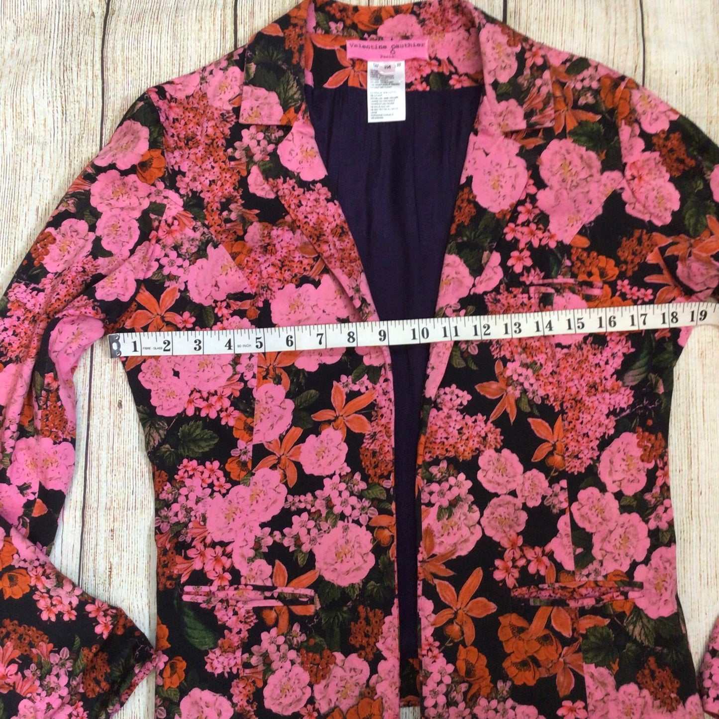Valentine Gauthier Paris Pink Floral Blazer Jacket Size M