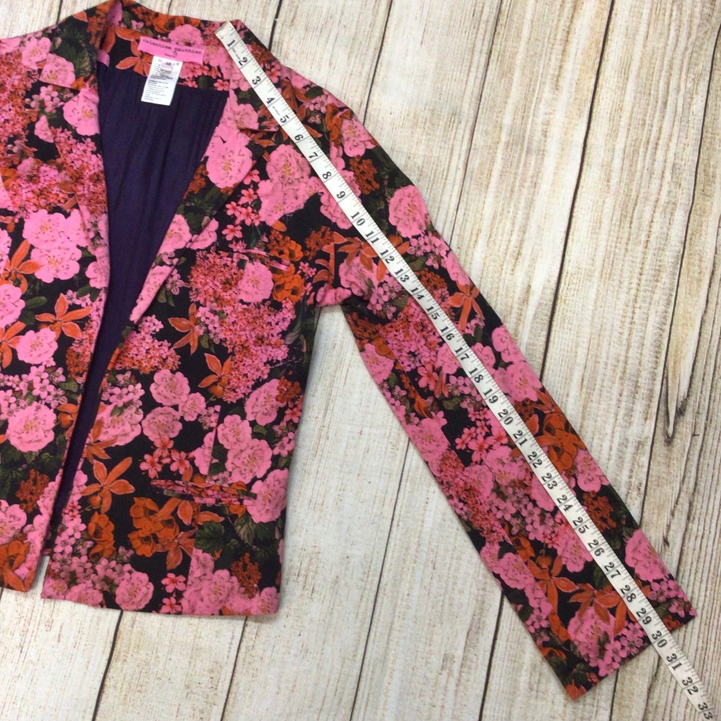 Valentine Gauthier Paris Pink Floral Blazer Jacket Size M