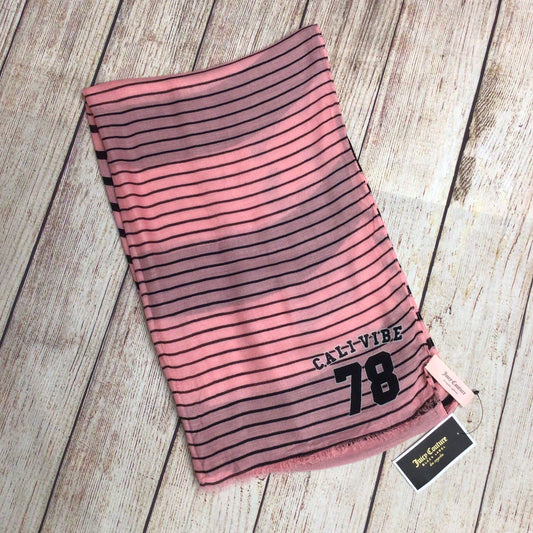 BNWT Juicy Couture Black Label Pink & Black Striped Scarf