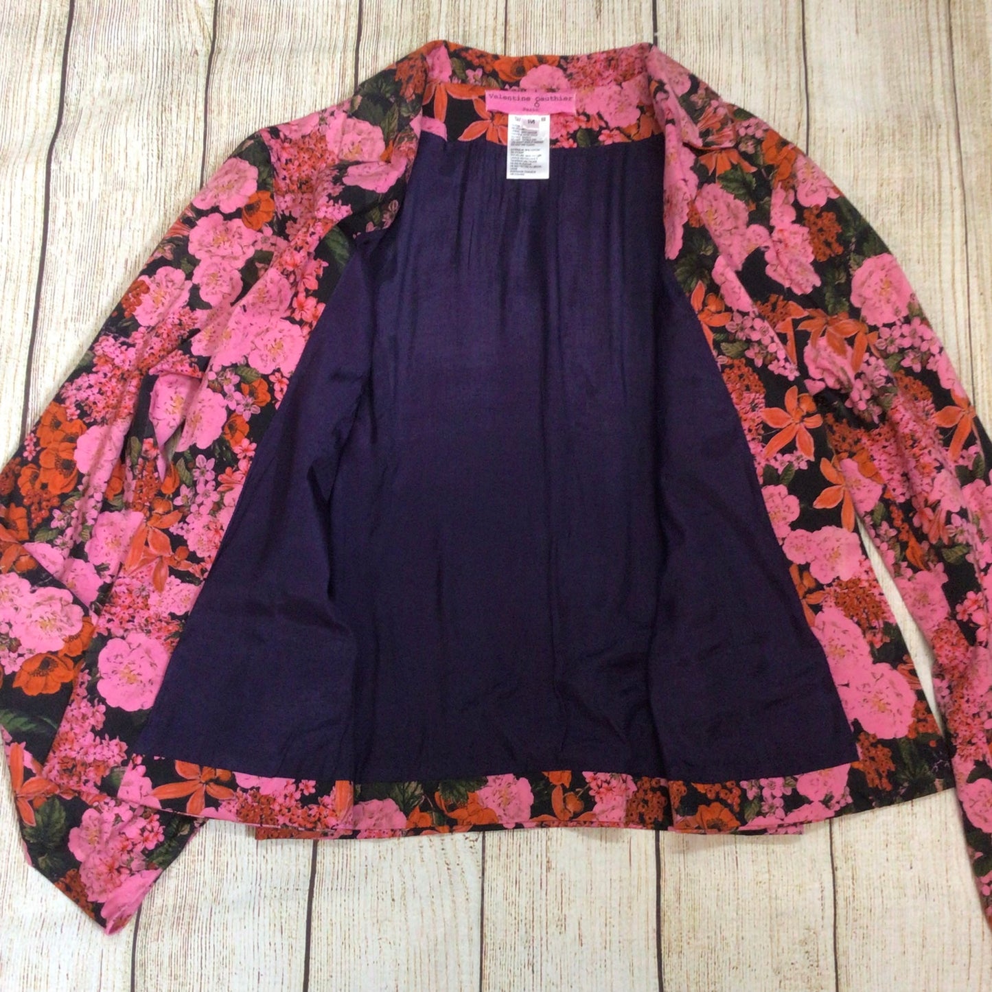 Valentine Gauthier Paris Pink Floral Blazer Jacket Size M