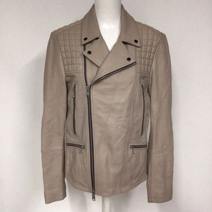 AllSaints Light Pink/Taupe Leather Biker Jacket Size M