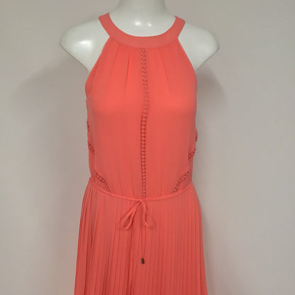 BNWT Oasis Salmon Pink/Orange High Neck Maxi Dress Size 8