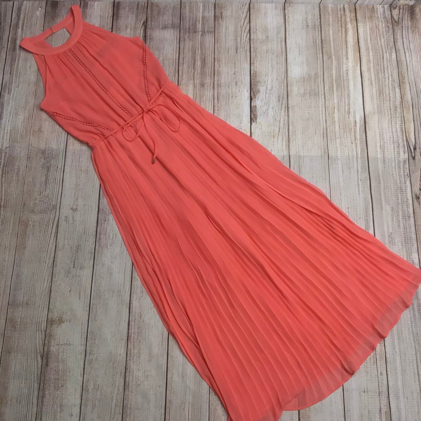 BNWT Oasis Salmon Pink/Orange High Neck Maxi Dress Size 8