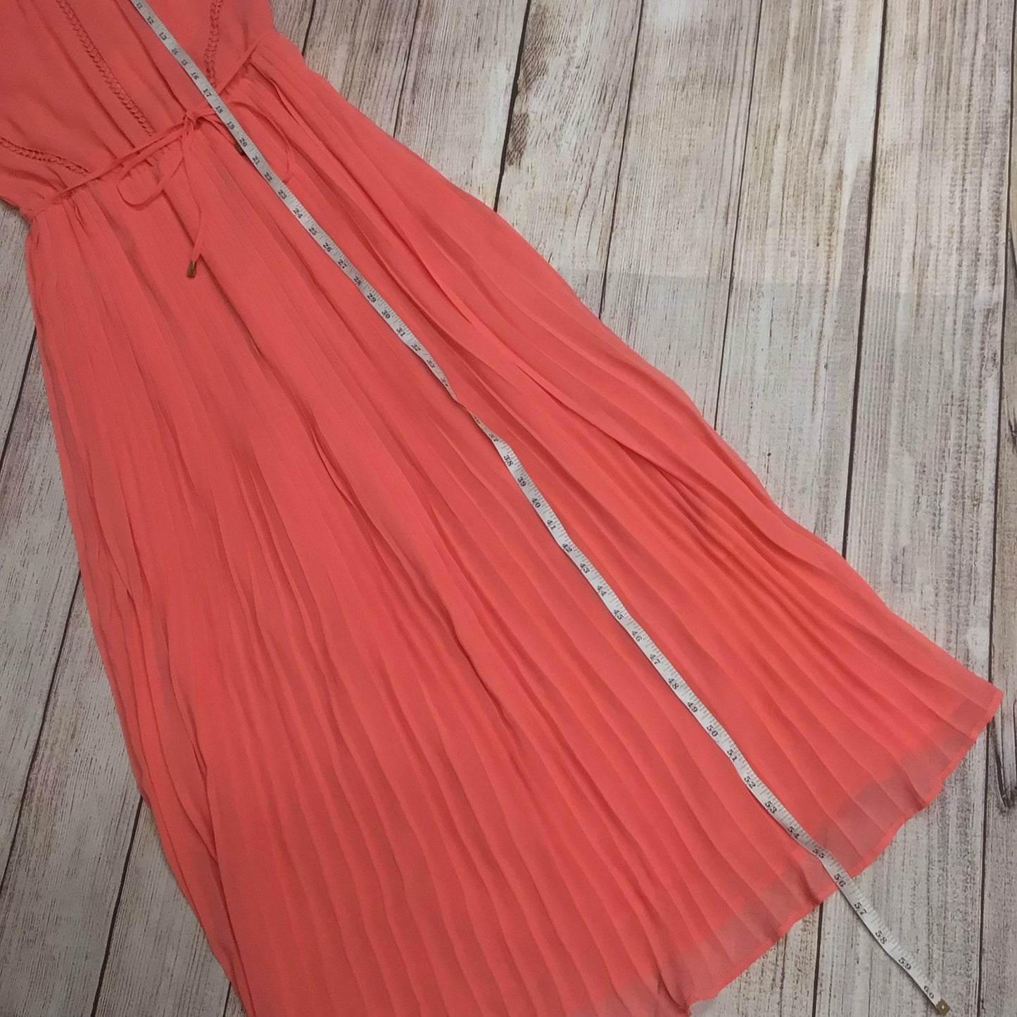 BNWT Oasis Salmon Pink/Orange High Neck Maxi Dress Size 8