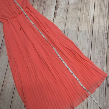 BNWT Oasis Salmon Pink/Orange High Neck Maxi Dress Size 8