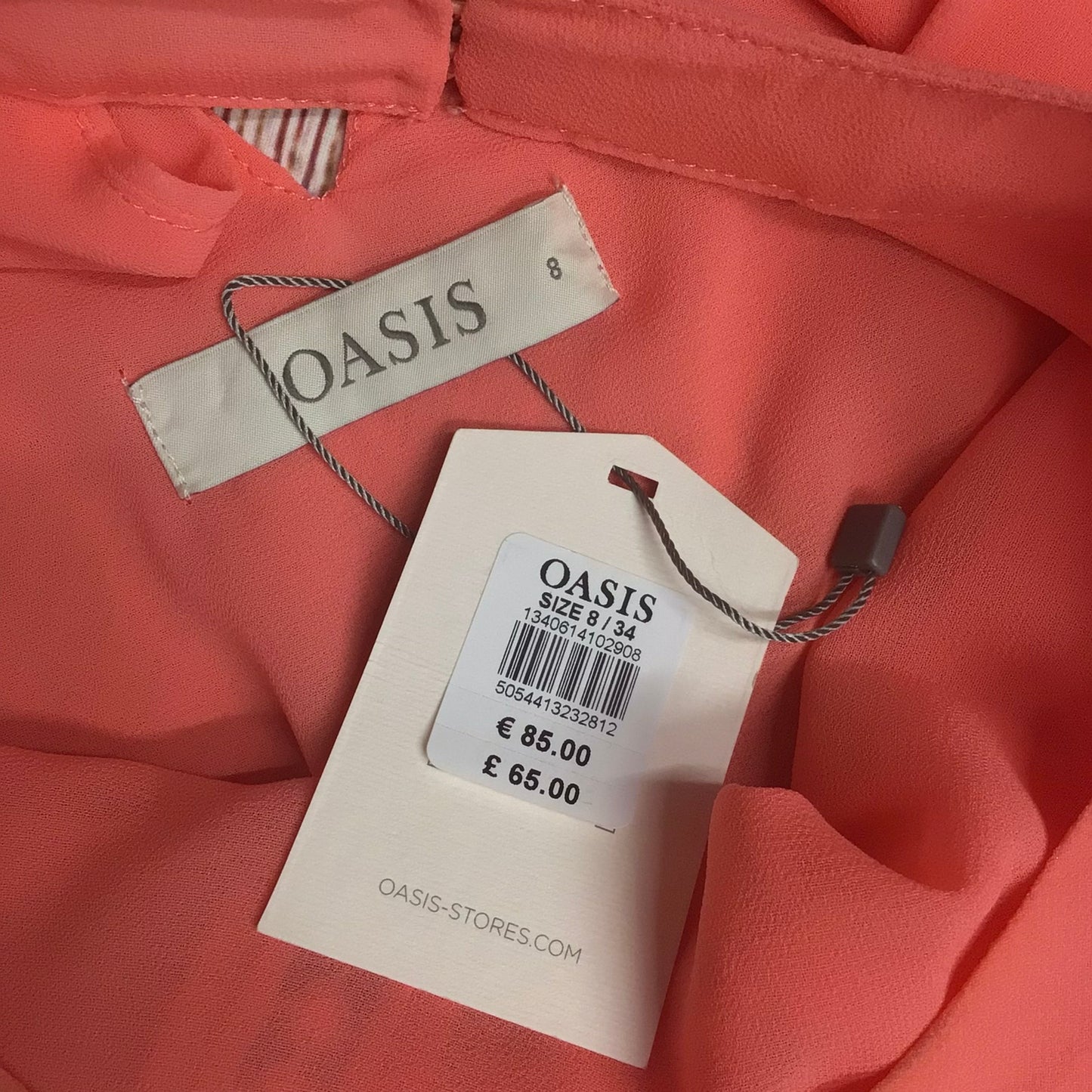 BNWT Oasis Salmon Pink/Orange High Neck Maxi Dress Size 8