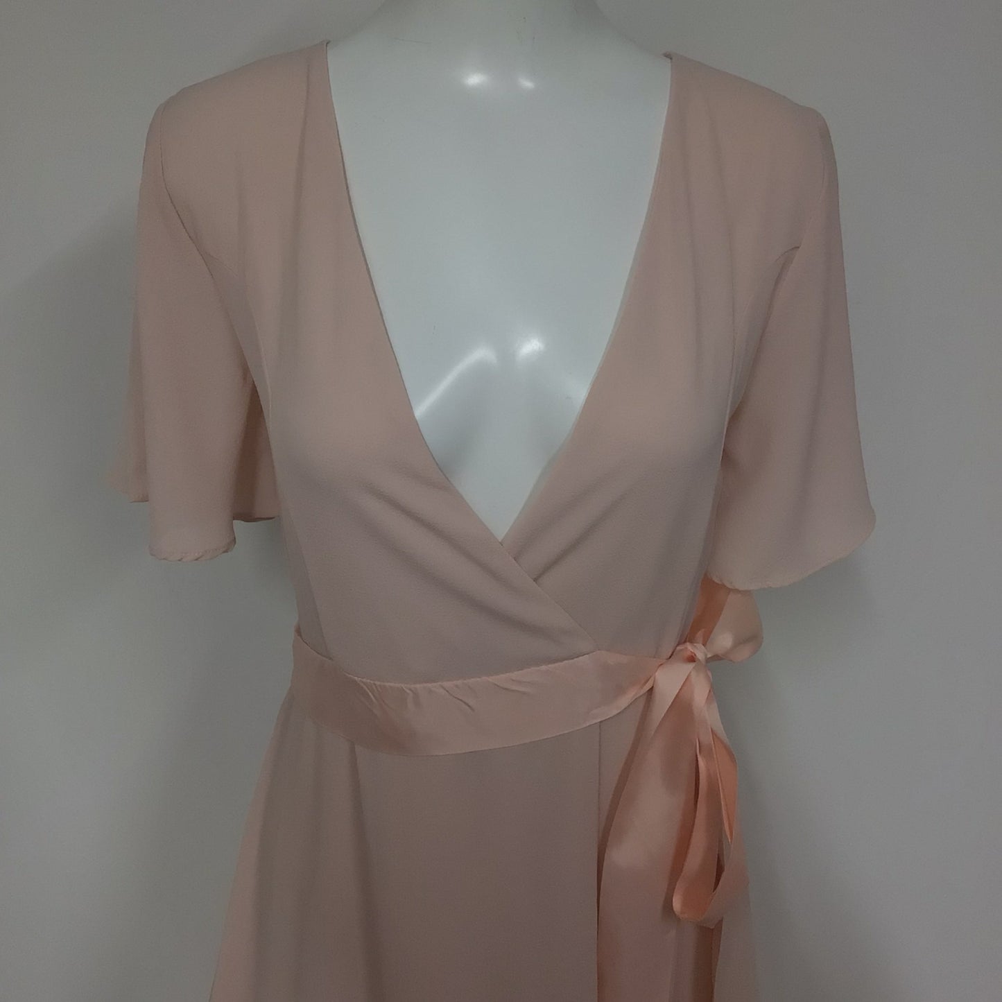 BNWT TFNC Peach Blush Pink Wrap Maxi Dress Size 8