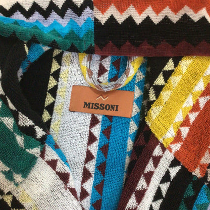 Missoni Multicoloured Zigzag Cotton Hooded Bath Robe Dressing Gown