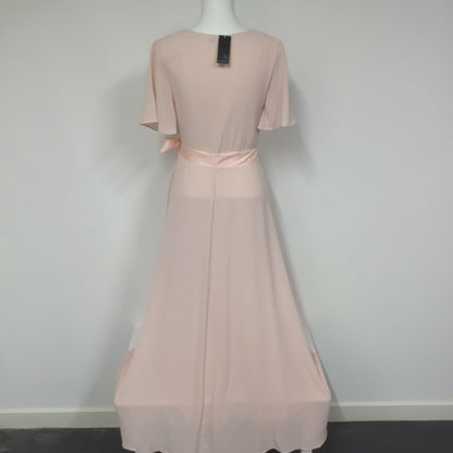 BNWT TFNC Peach Blush Pink Wrap Maxi Dress Size 8