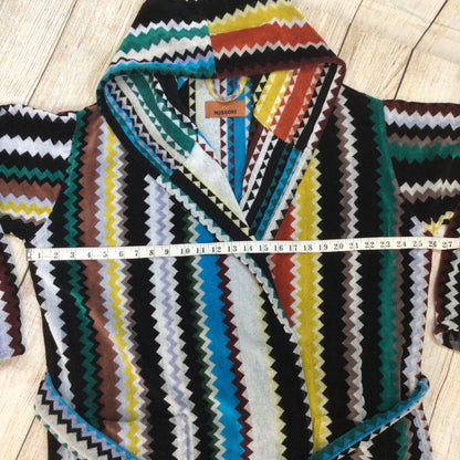 Missoni Multicoloured Zigzag Cotton Hooded Bath Robe Dressing Gown