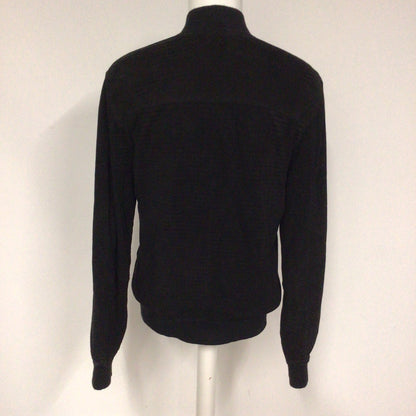 AllSaints Black Suede Leather Perring Double Zip Bomber Jacket Size XS