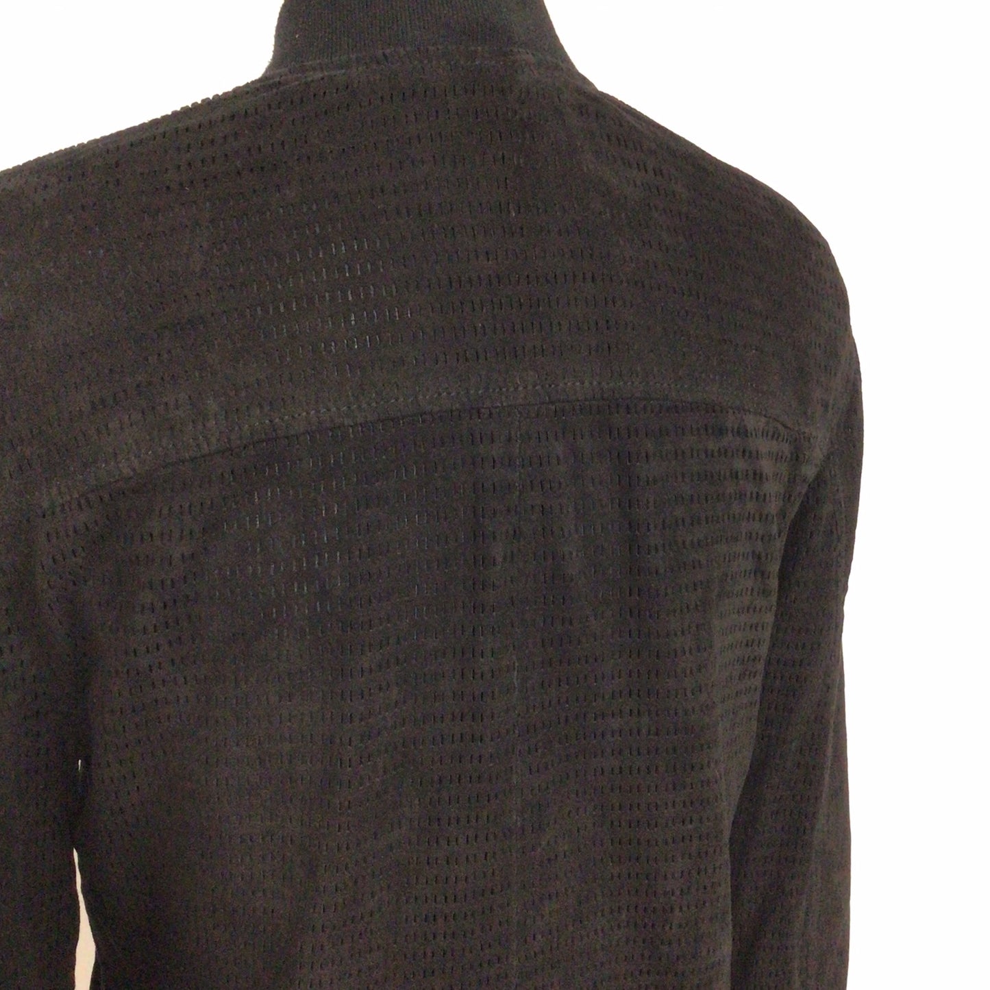 AllSaints Black Suede Leather Perring Double Zip Bomber Jacket Size XS