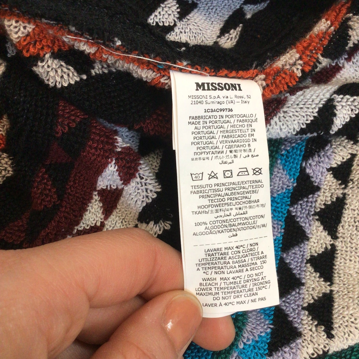 Missoni Multicoloured Zigzag Cotton Hooded Bath Robe Dressing Gown