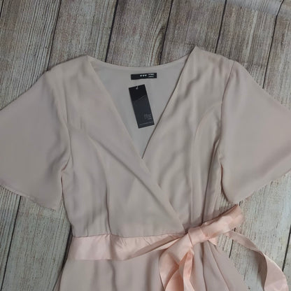 BNWT TFNC Peach Blush Pink Wrap Maxi Dress Size 8