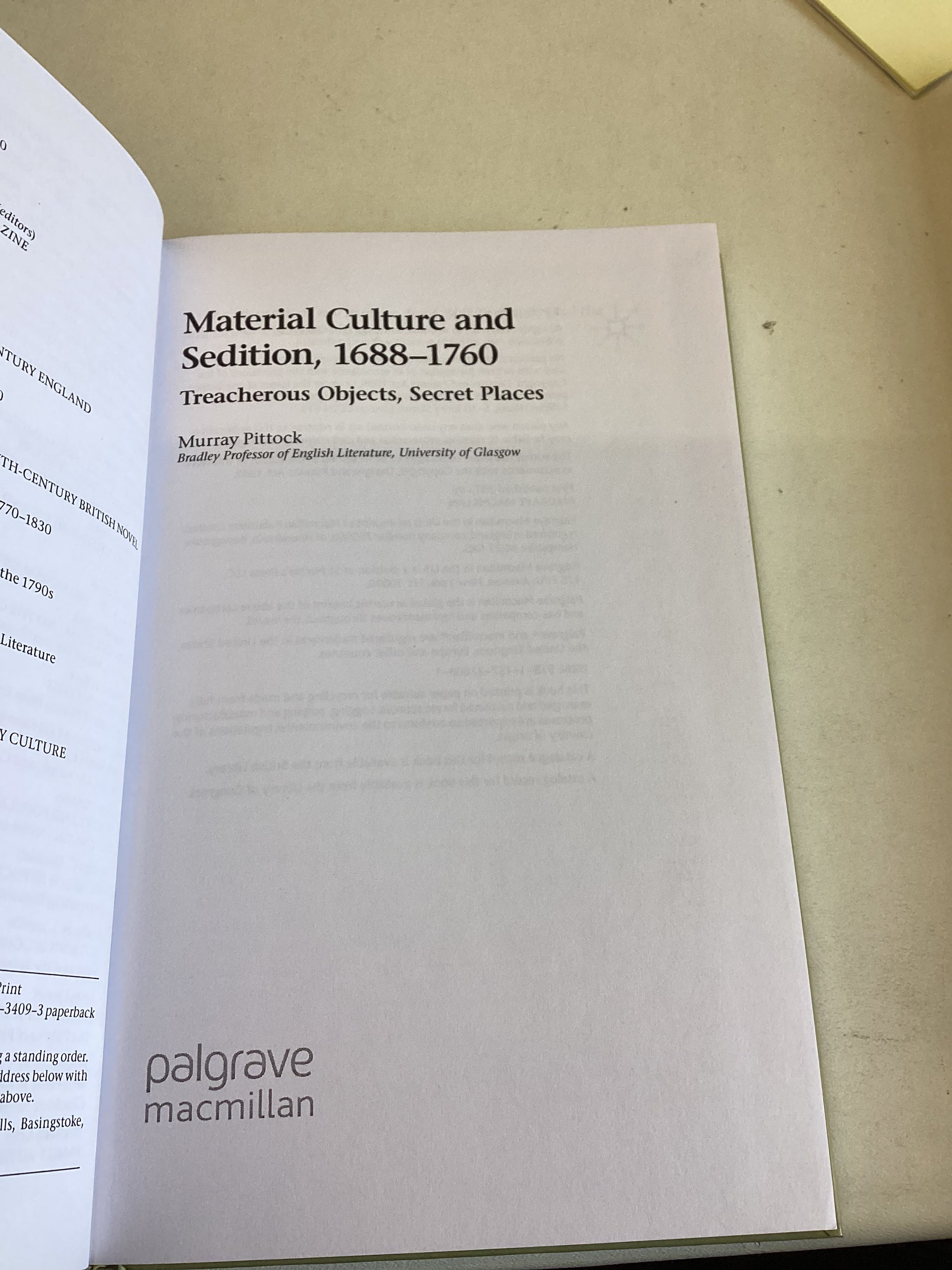 Material Culture and Sedition 1688 - 1760 Treacherous Objects Secret P ...