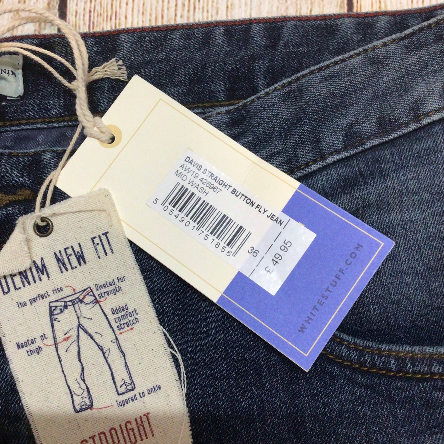 BNWT White Stuff Mid Wash Blue Davis Straight Jeans Size 36S