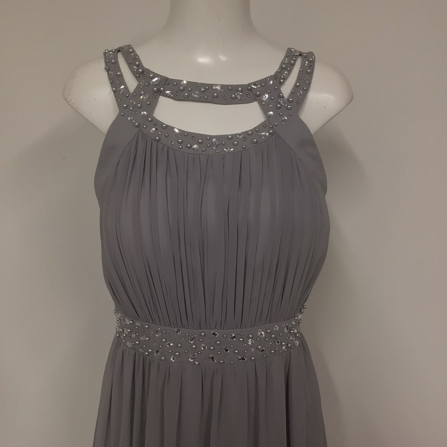 BNWT Quiz Grey Chiffon High Neck Maxi Dress RRP Size 20