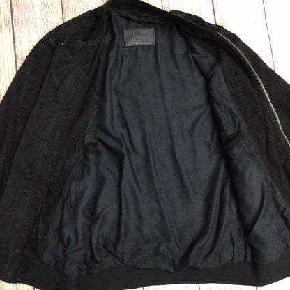 AllSaints Black Suede Leather Perring Double Zip Bomber Jacket Size XS