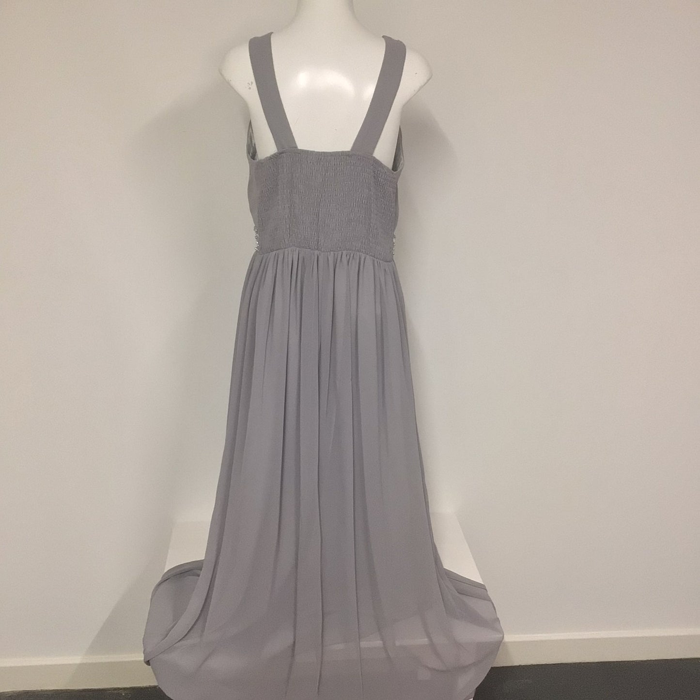 BNWT Quiz Grey Chiffon High Neck Maxi Dress RRP Size 20