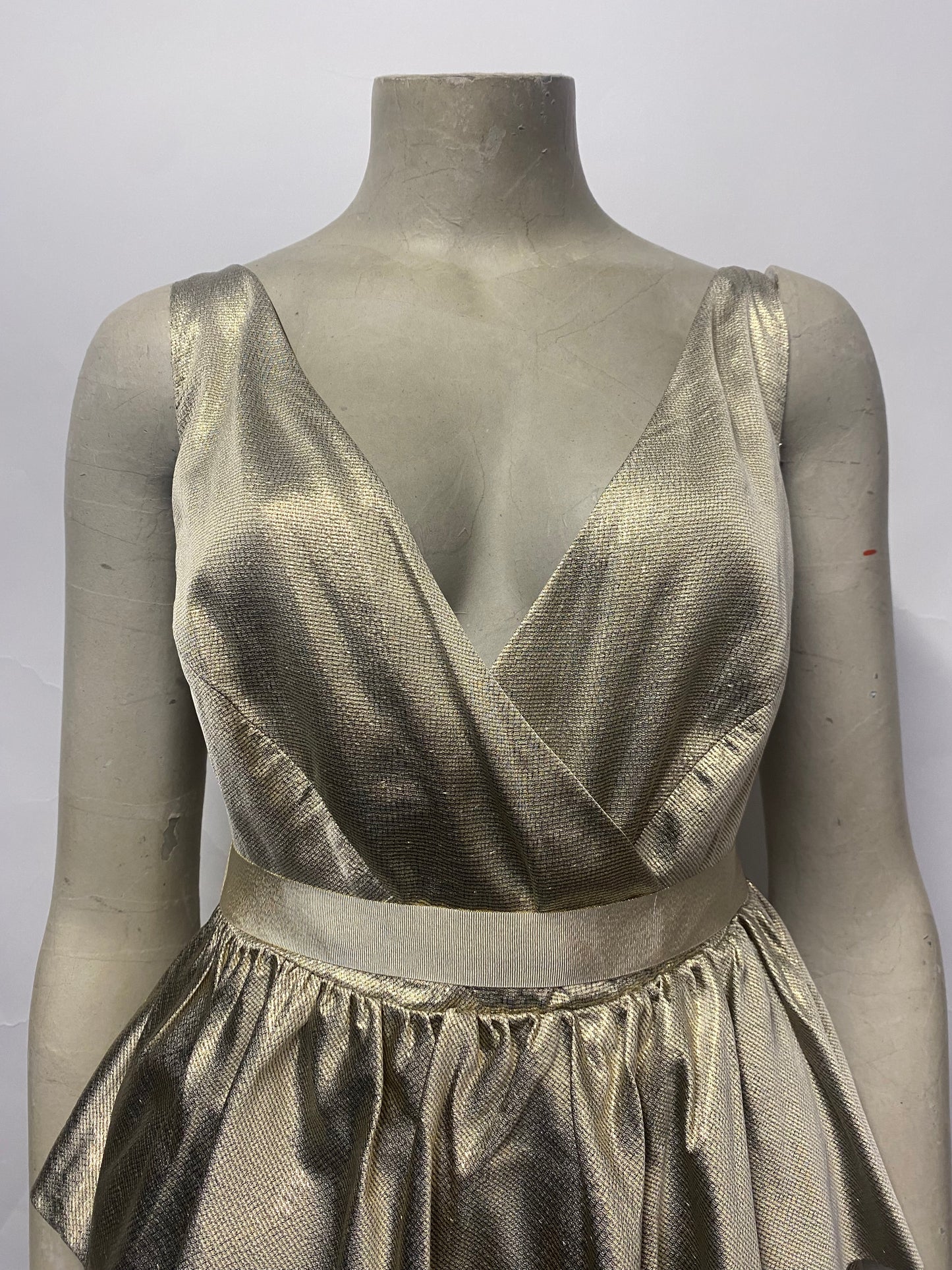 Coast Gold Tiered Metallic Mini Dress 10