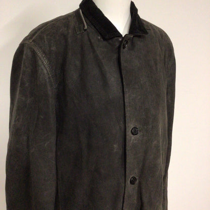 AllSaints Green/Grey Leather Coat w/Brown Corduroy Size M