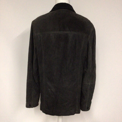 AllSaints Green/Grey Leather Coat w/Brown Corduroy Size M