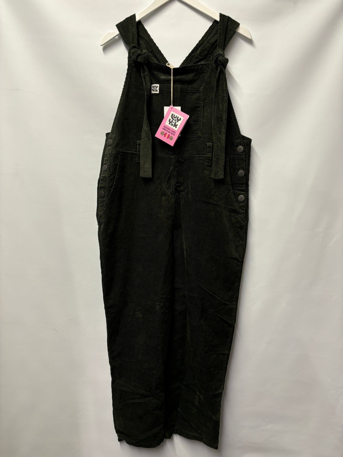 Lucy & Yak - Easton - Corduroy Dungarees in Dark Olive Green 28R BNWT