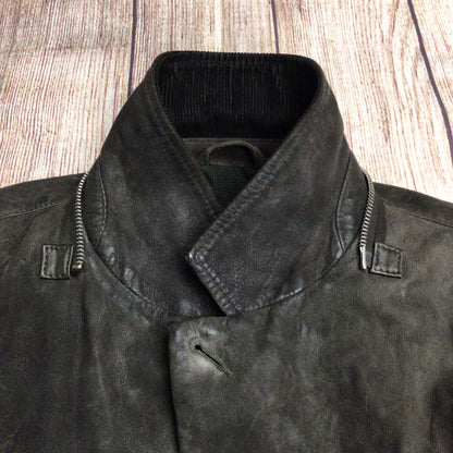 AllSaints Green/Grey Leather Coat w/Brown Corduroy Size M