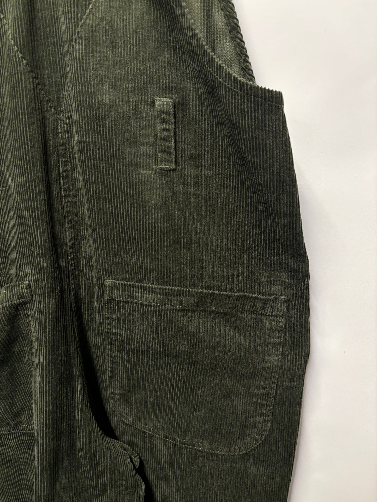 Lucy & Yak - Easton - Corduroy Dungarees in Dark Olive Green 28R BNWT