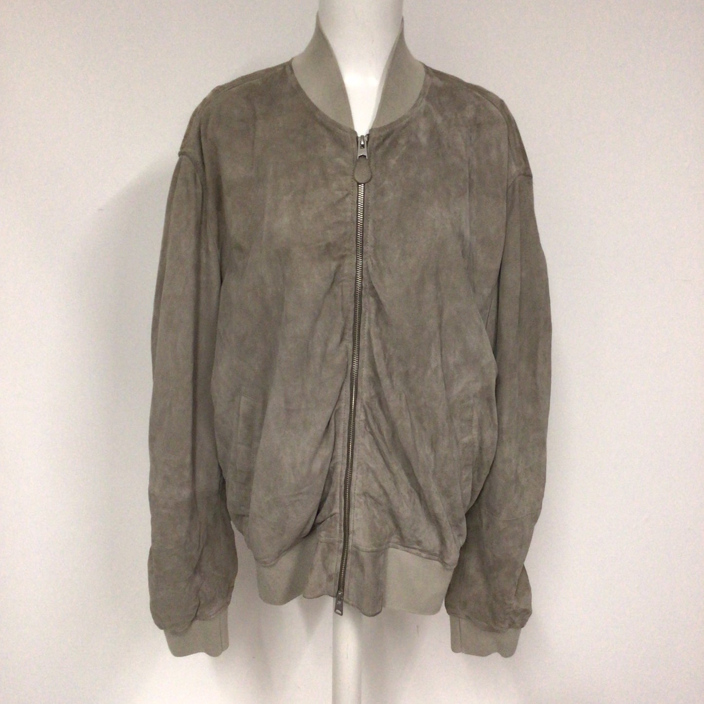 BNWT AllSaints Light Khaki Ari Leather Bomber Jacket Size L