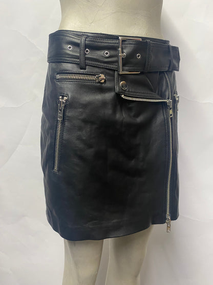 Camila Coehlo Leather Belted Mini Skirt Small