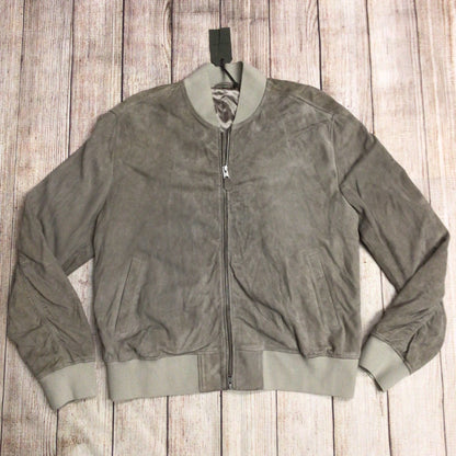 BNWT AllSaints Light Khaki Ari Leather Bomber Jacket Size L